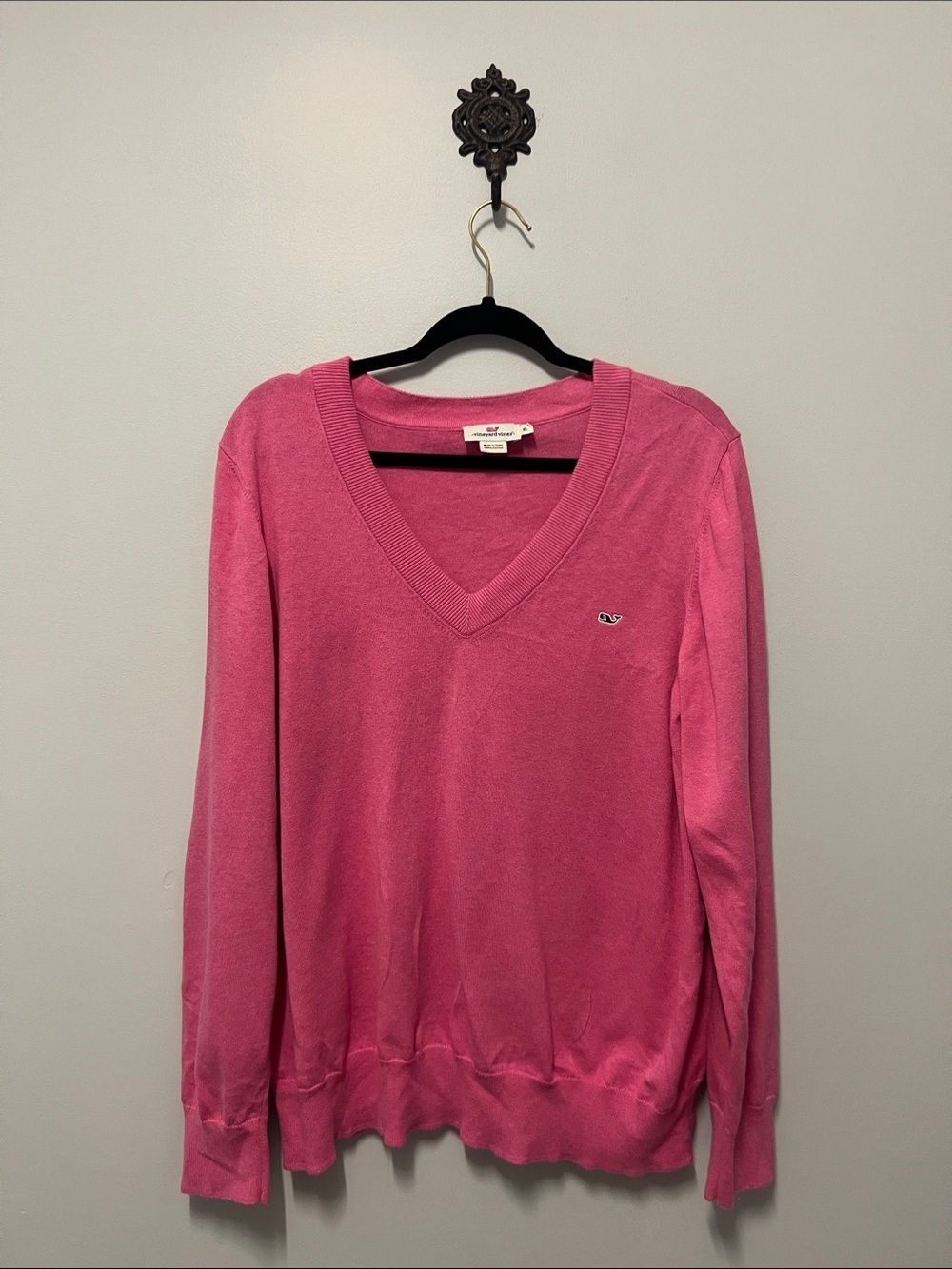 Vineyard Vines 100% Cotton Pink V-Neck Sweater